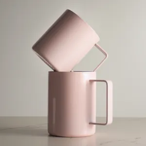 316 Roestvrijstalen Dubbellaagse Koffiemok Geïsoleerde Thermische Beker Voor Koud Warm Water Sap Roze Matte Mok Met Handvat