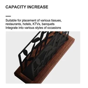 Nordic wooden base napkin holder with black metal leaf pattern for dining table decor