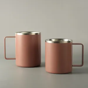 316 Edelstahl Doppelwandiger Isolierbecher Mit Griff Tragbarer Wasserbecher Für Büro Picknick Damen Rosérosa Teetasse