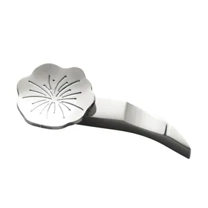 Elegant 304 stainless steel flower chopstick rest with a polished mirror finish.
