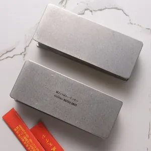 Retro rectangular metal toothpick holder box with vintage distressed finish and minimalist design