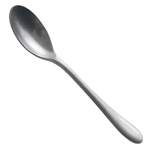Cuillère à soupe vintage en acier inoxydable vieilli avec long manche élégant pour remuer