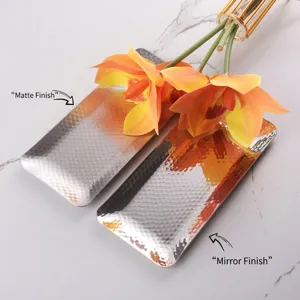 Japanese hammered stainless steel towel tray set in mirror and matte finishes for home decor
