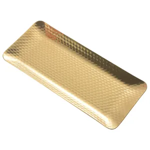 Elegant gold hammered stainless steel tray for towels or jewelry, Japanese style finish