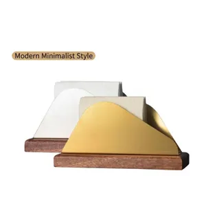 Moderner minimalistischer Serviettenhalter aus Massivholz mit Gold und Silber Finish