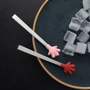 Creative palm-shaped silicone mini food tongs for ice cubes and snacks, 2pcs set, home use