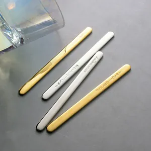 Bâtonnets à café créatifs en acier inoxydable 304 en forme de glace, or et argent.