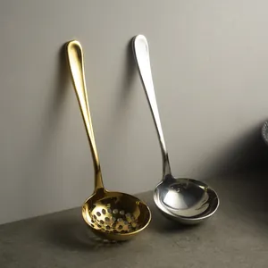 304 Edelstahl Suppenkelle Schaumlöffel Spiegelpoliert Langstiel Hot Pot Löffel Für Küche Tafelgeschirr Gold Silber