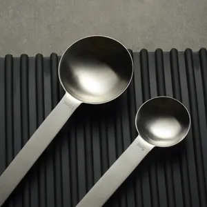 Durable 304 stainless steel long handle coffee measuring spoons with 15ml and 5ml scale
