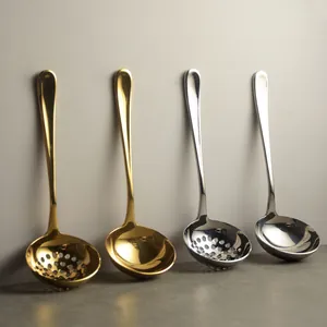 Hochwertiges Set aus Suppen- und Schaumlöffeln aus 304 Edelstahl in Gold und Silber