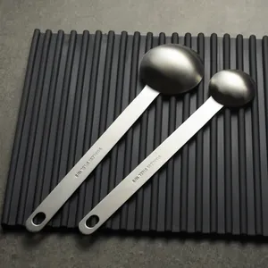 Set of two long handle 18/8 stainless steel measuring spoons for coffee and milk powder