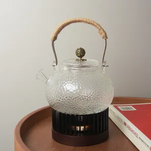Danish Style Black Tea Warmer Base Candle Heating Base With Heat Resistant Glass Teapot For Home Kung Fu Tea Service