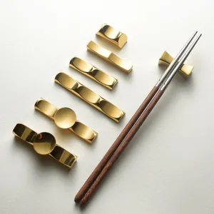 Premium gold 304 stainless steel chopstick rest set for modern luxury dining