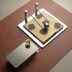 New Chinese style stainless steel napkin holder and gold flower toothpick box set