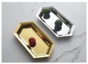 Vue détaillée de qualité supérieure des plateaux hexagonaux en acier inoxydable style nordique