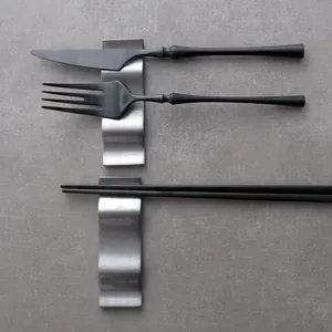 Japanese Style Stainless Steel Chopstick Rest Wave Design Tableware Stand Spoon Fork Knife Holder Distressed Kitchen Accessory