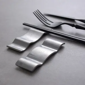 Modern minimalist stainless steel wave-shaped chopstick rest and cutlery holder set