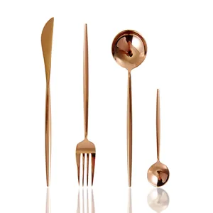 Mirror Rose Gold 304 Stainless Steel Flatware Dinner Knife Fork Spoon Chopsticks Nordic Style Tableware for Home Wedding