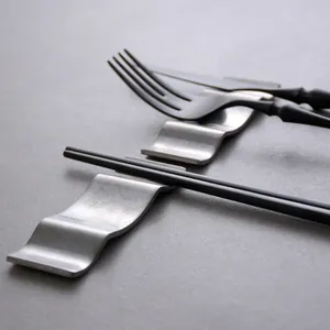 Japanese stainless steel wave chopstick rest and cutlery holder for dining table