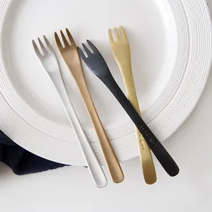 Japanese style 304 stainless steel brushed dessert forks set in four metallic colors