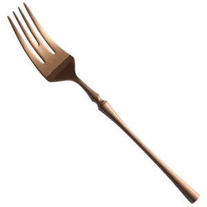 Elegant rose gold 304 stainless steel dinner fork featuring a slim handle design