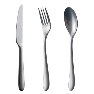 Retro matte stainless steel cutlery set including knife fork and spoon with antique finish