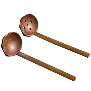 Set de louches en bois à long manche de style japonais, soupe et passoire