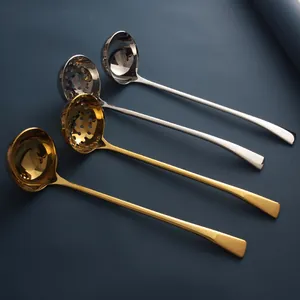 304 Stainless Steel Long Handle Soup Spoon Colander Slotted Spoon Mirror Polished Gold Silver Kitchen Cooking Utensils For Hot Pot Home