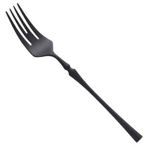 Elegant matte black brushed 304 stainless steel dinner fork with slim modern handle
