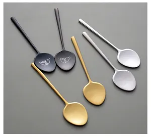 Set of matte finish 304 stainless steel coffee stirring spoons in assorted colors