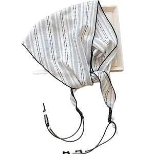 Retro striped triangle scarf for women, versatile neckerchief and headscarf