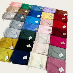 Pure Wool Scarf For Women Men Winter Warm Solid Color Tassel Scarf Long Neck Warmer Soft Wrap Shawl Korean Style Premium Scarf