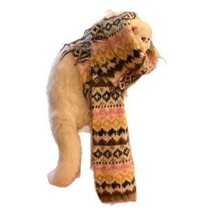 Warme vintage alpaca gebreide sjaal met Fair Isle geometrische patronen voor winter