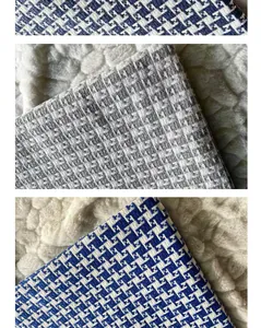 Κοντινό πλάνο υφάσματος σενίλ με σχέδιο houndstooth για μαξιλάρια σπιτιού