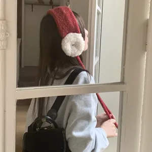 Winter Warme Ohrenschützer Gestrickte Plüsch Ohrenschützer Für Damen Mädchen Verstellbare Bindung Ohrenwärmer Verdickte Kunstfell Ohrschützer Outdoor Neujahr Weihnachten Geschenk
