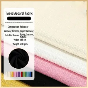 Polyester Carded Tweed Fabric Plaid Pattern Elegant Style Sewing Material For Fashion Garment Coat Sofa DIY Craft Fabric