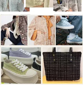 Tessuto tweed di alta qualità in vari colori per giacche eleganti, scarpe e borse