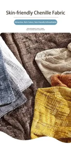 Macro shot of textured chenille fabric in various colors for sofa covers and cushions
