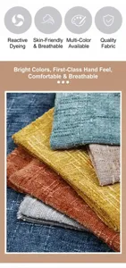Close-up of multi-colored textured chenille fabric swatches for sofa upholstery