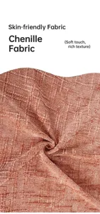Detailed macro view of soft textured chenille fabric for sofa covers and cushions