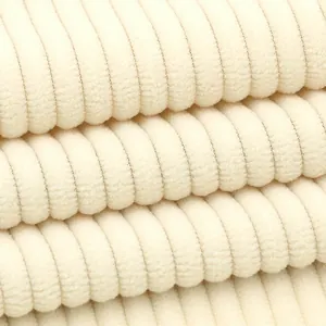 Soft cream cream-colored ribbed corduroy fabric for clothing and DIY home upholstery