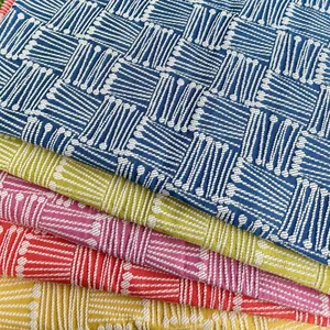 Geometric Jacquard Fabric Heavy Polyester Cotton Blend Square Pattern Yarn-Dyed Decorative Fabric For Sofa Cushion Table Runner Home Decor
