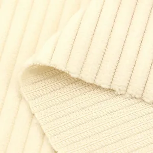 Soft cream white 4.5 strip corduroy warp-knitted fabric for DIY clothing and sofa
