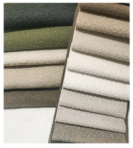 Detailed view of multi-color thick bouclé teddy fleece fabric swatches for sofa upholstery