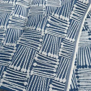 Premium blue and white geometric jacquard fabric for sofa upholstery and home decor