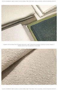 Detailed macro view of textured bouclé yarn fabric for sofa upholstery and cushions