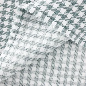 Premium grey and white houndstooth linen fabric for upholstery and clothing decoration