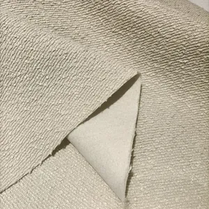 Thickened teddy velvet boucle upholstery fabric for sofas and cushions, beige faux linen texture