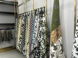 Showroom display of American retro leopard pattern chenille jacquard fabric samples