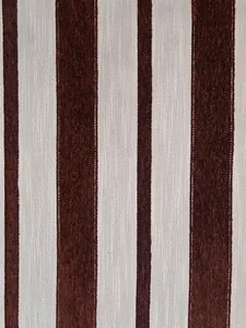 Close-up detail of mid-century style vertical stripe chenille upholstery fabric